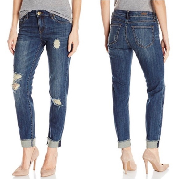 Kut from the Kloth Denim - Kut from the Kloth Amy Ankle Straight Leg Jeans Distressed Cuffed Women’s 10